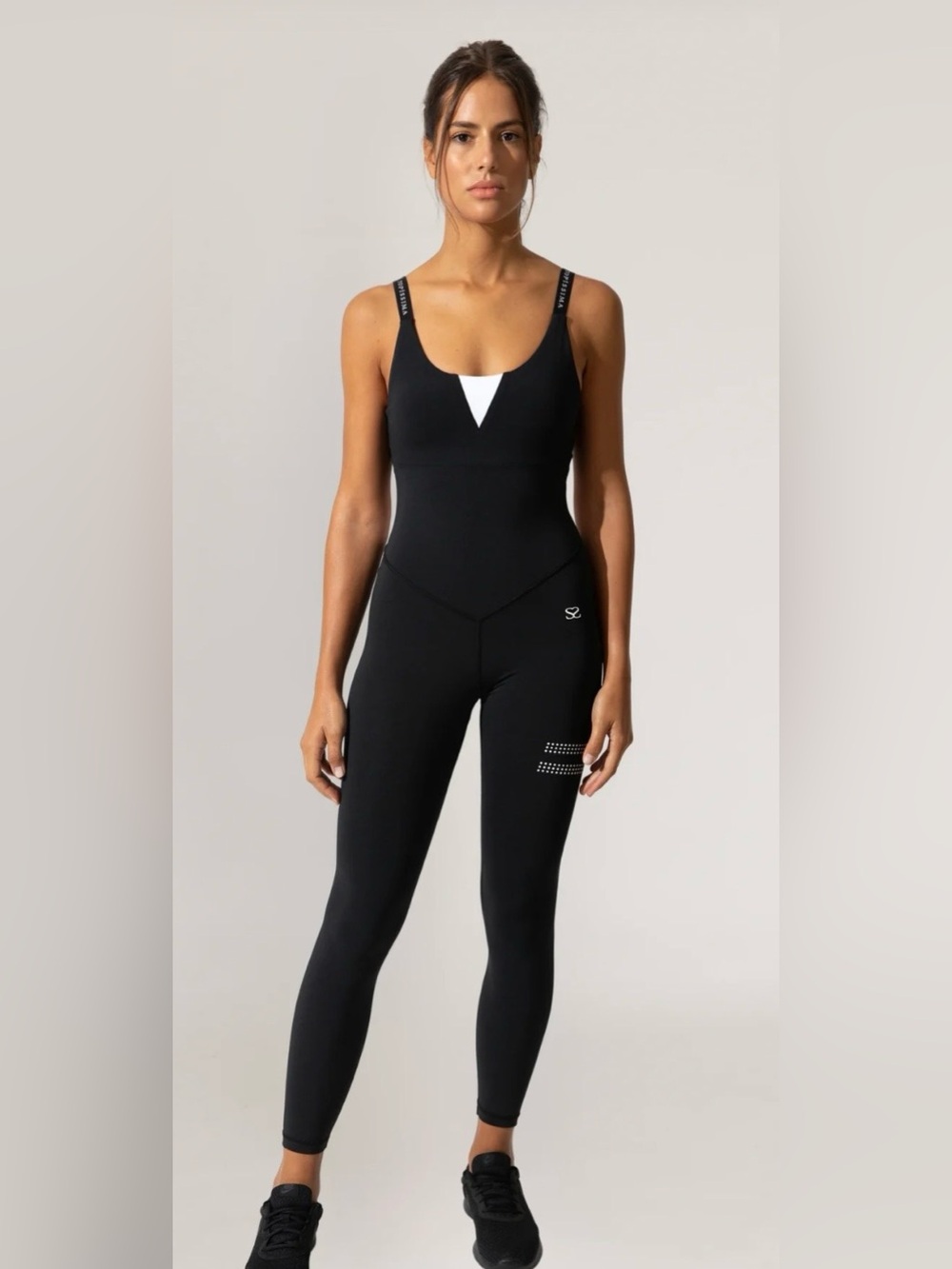 Topissima Olivia Black Sculpting Activewear Jumpsuit Bodysuit Siz M Yoga Pilates
